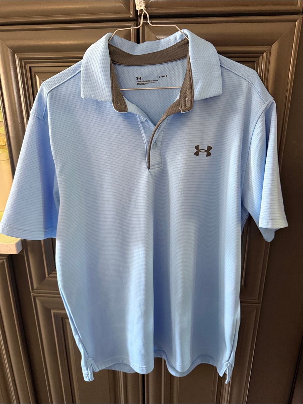 Under Armour Men’s Sky Blue Polo with Gray Trim
